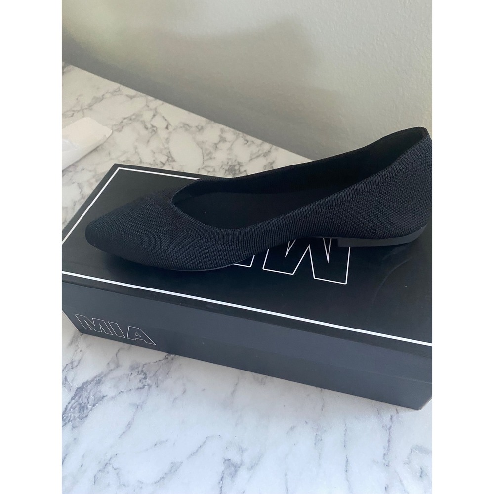 MIA Jennette Black Knit Pointed Toe Ballet Flats Q100183 Women 6.5M